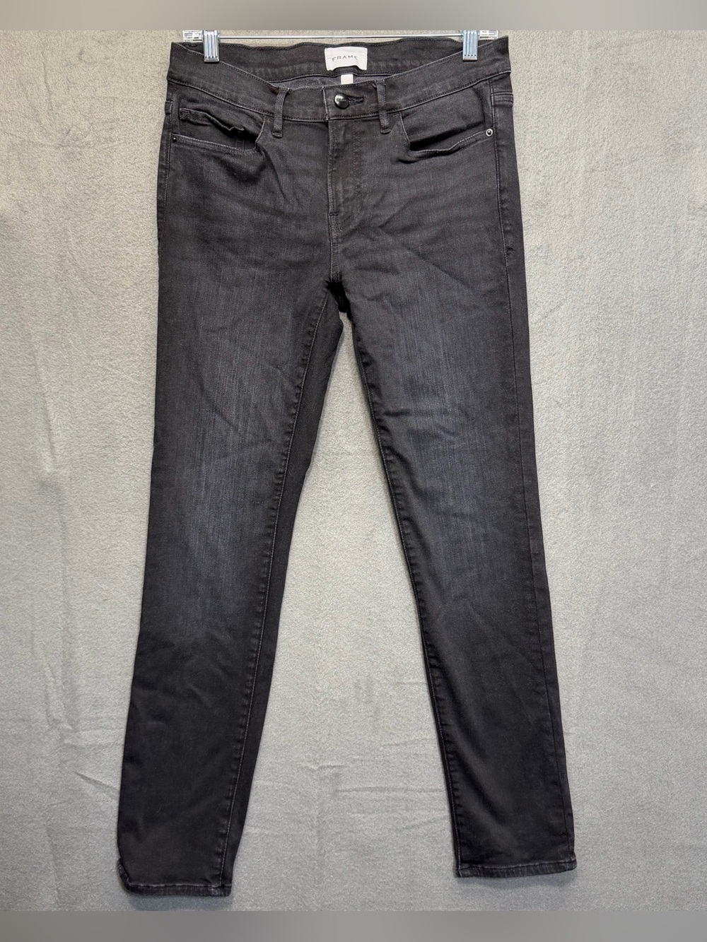 FRAME Le Garcon Boyfriend Slim Straight Leg Mid
Rise Jeans Faded Black Sz 27